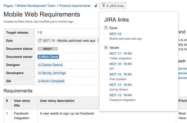 Confluence Easily Links with Atlassian Jira